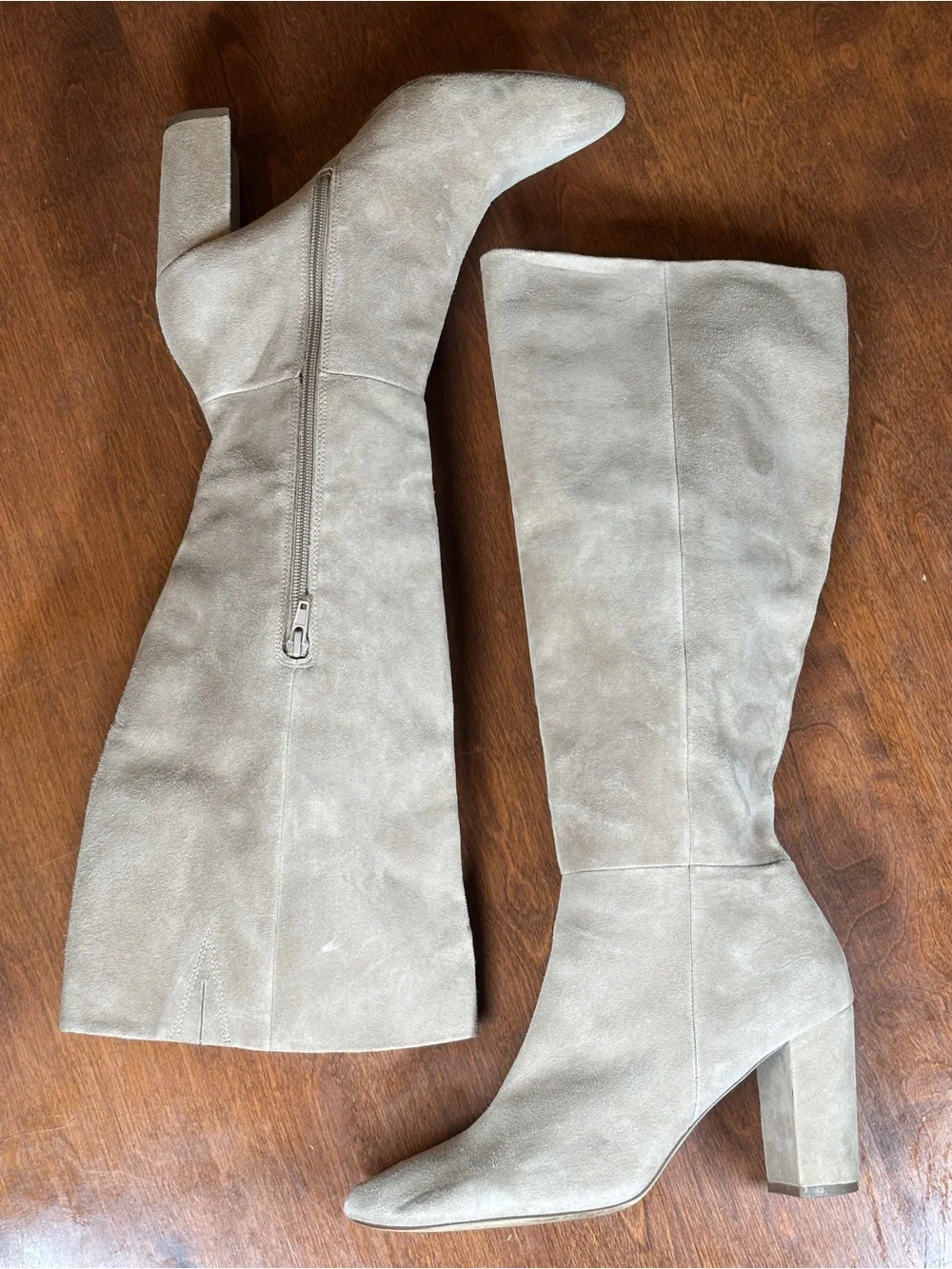 Charles David Over-the-Knee Suede Boots in Light Taupe